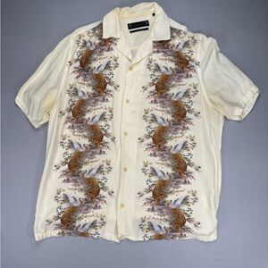 AllSaints Tiger Print Short Sleeve Button Up Shirt
